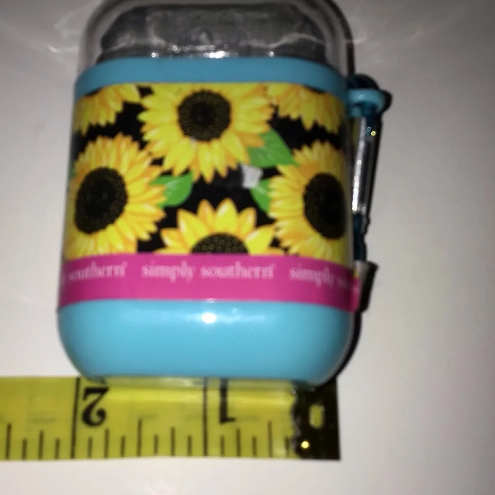 Simply Southern Travel Case for Reusable Straw Blue Clear Yellow Sunflowers